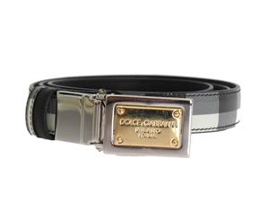 Dolce & Gabbana Gray Leather Pattern Belt