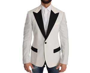 Dolce & Gabbana White Black Wool Jacket Blazer