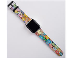 For Apple Watch Band (38mm) Series 1 2 3 & 4 Vegan Leather Strap iWatch Floral