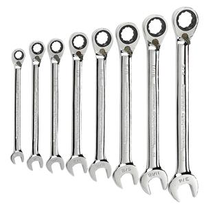GEARWRENCH 8 Piece Ratcheting Ring Open End Spanner Set