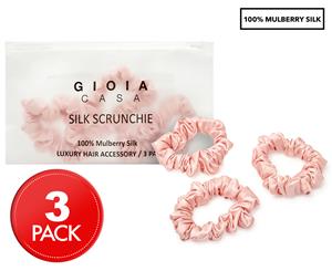 Gioia Casa Silk Scrunchie 3-Pack - Pink