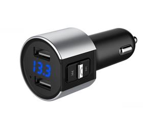 Hands-Free Wireless Bluetooth Car Kit FM Transmitter Radio MP3 Player USB Charger - Black/Silver