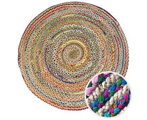 Indoor Chindi Rug Carpet | Jute & Cotton 3m Round | Rainbow