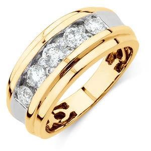 Men's Ring with 1 1/4 Carat TW of Diamonds in 14ct Yellow Gold