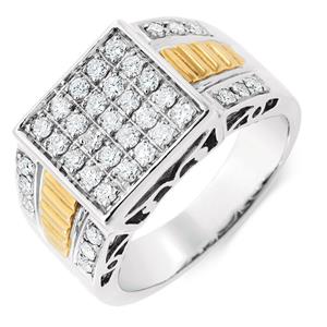 Men's Ring with 1 Carat TW of Diamonds in 10ct Yellow & White Gold