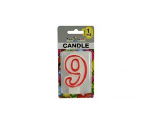 Number &quot9" Birthday Candle. 7.5cm High. Excellent for Parties.