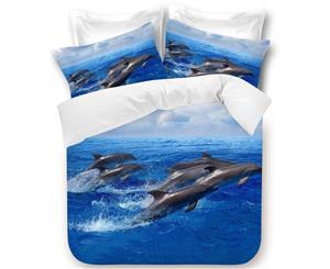 Queen Size - Dolphins Blue Quilt Cover Set