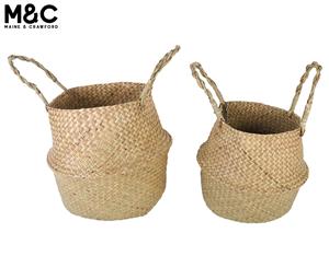 Set of 2 Maine & Crawford Byron Seagrass Belly Storage Baskets - Natural