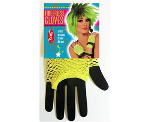 Silky Womens/Ladies Short Fishnet Gloves (1 Pair) (Neon Yellow) - LW154
