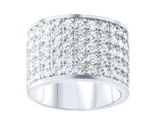 Sterling Silver STAR Ring - 5 Row Cubic Zirconia