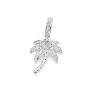 Sterling Silver Your Story CZ Palm Tree Drop Bead