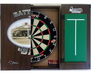 Unicorn Eclipse Pro 2 Dart Board & FORMULA BATTLERS BAR PUB Dart Cabinet + 6 x Darts