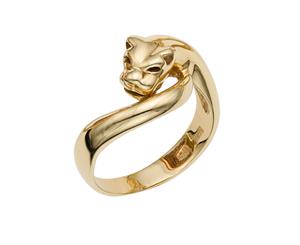 14k Yellow Gold Panther Signet Womens Ring 7 - Yellow