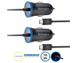 2x Kensington 2.6A Fast Charge Micro USB Car Charger for Android/Samsung/Surface