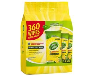 3 x 120pk Pine O Cleen Disinfectant Wipes Lemon Lime