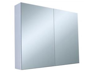750*750*155mm Pencil Edge White Shaving Cabinet With Mirror PVC Polyurethane White Tempered Glass Shelves