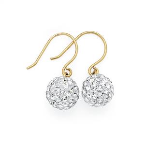 9ct Gold Crystal Ball Drop Earrings