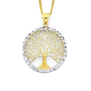9ct Two Tone Gold Tree of Life Pendant