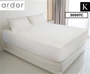 Ardor 3000TC Cotton Rich King Bed Fitted Combo Sheet Set - White