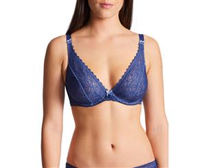Aubade HG12-02 L'Odalisque Deep Blue Lace Padded Underwired Comfort Plunging Triangle Bra