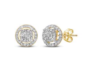 Bevilles Martina Halo Solitaire Look Earrings with 1/3ct of Diamonds in 9ct Yellow Gold