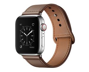 Catzon Watch Band Genuine Leather Loop 42mm 38mm Watchband For iWatch 44mm 40mm For Apple Watch 4/3/2/1 - Saddle Brown