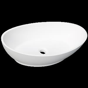 D'Lucci White Acrylic Solid Surface Elliptic Basin