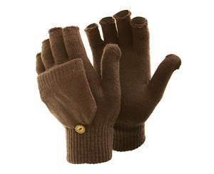 Floso Ladies/Womens Winter Capped Fingerless Magic Gloves (Brown) - GL225