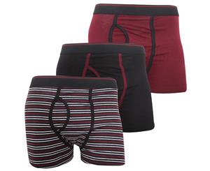 Floso Mens Cotton Mix Key Hole Trunks Underwear (Pack Of 3) (Red) - MU170