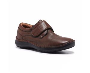 Hush Puppies Bloke Leather Shoes Extra Wide Slip On - Brown