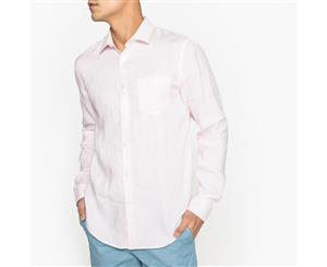 La Redoute Collections Mens Regular Fit Linen Shirt - Light Pink