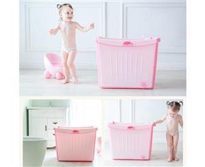 Large Foldable Baby Toddlers Kids Bath Tub Water to Chest Bubble Bathtub - Pink