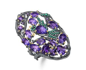 Luxplus - Cute Bird With Purple Gems Women's Ring