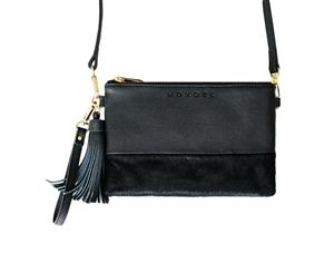 Moyork WATT Genuine Leather Clutch with Strap 4000mAh Power Bank Raven Black Cowhide - Purse Charger