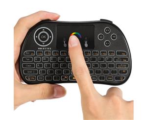 2.4Ghz Wireless Keyboard Touchpad Presenter Rechargeable 7 Led Mobile Pc - Black