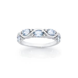 9ct White Gold Aquamarine & Diamond Dress Ring