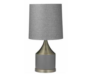 Amalfi Dane Ceramic Metal Fabric Side Desk Drum-Shaped Table Lamp Grey/Brass