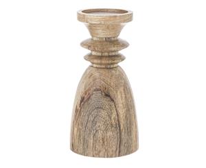 Amalfi Jenya Mango Wood Hand Carved Small-Sized Round Candle Holder Natural