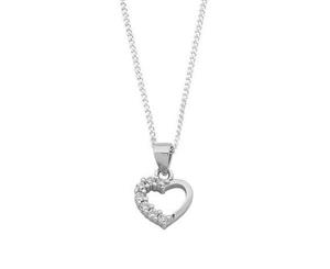 Bevilles Children's Sterling Silver Cubic Zirconia Heart Necklace