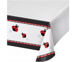 Creative Converting 108In Ladybird Printed Plastic Tablecover (White/Red/Black) - SG16340