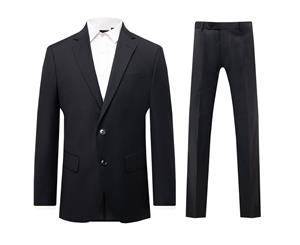 Dobell Mens Black 2 Piece Suit Regular Fit Notch Lapel