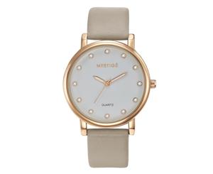 Mestige Women's 38mm Steele Leather Watch - White/Taupe