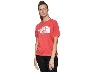 The North Face Women's Relaxed HD Short Sleeve Tee / T-Shirt / Tshirt - Red Heather/White