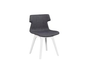 Wave Fabric Chair - Dart Base White - grey upholstered
