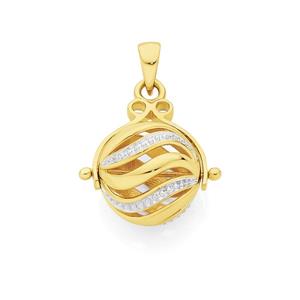 9ct Gold Two Tone 12mm Spinning Ball Pendant