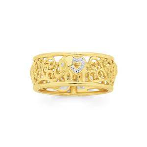 9ct Two Tone Gold Elephant Ring