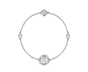 Affinity Collection Brilliant Flower Interlinking Bracelet with clear crystals Rhodium Plated