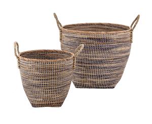 Amalfi 2Pc Andor Seagrass Decorative Storage Holder Basket Set Black/Natural