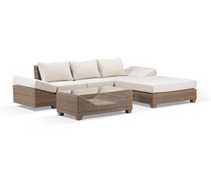 Anantara Outdoor Modular Chaise Lounge With Coffee Table - Outdoor Wicker Lounges - Brushed Wheat Right Chaise