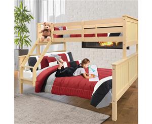 Bunk Beds Double Single Frame Solid Pine Children Bed Kids Bedroom Furniture - Beige